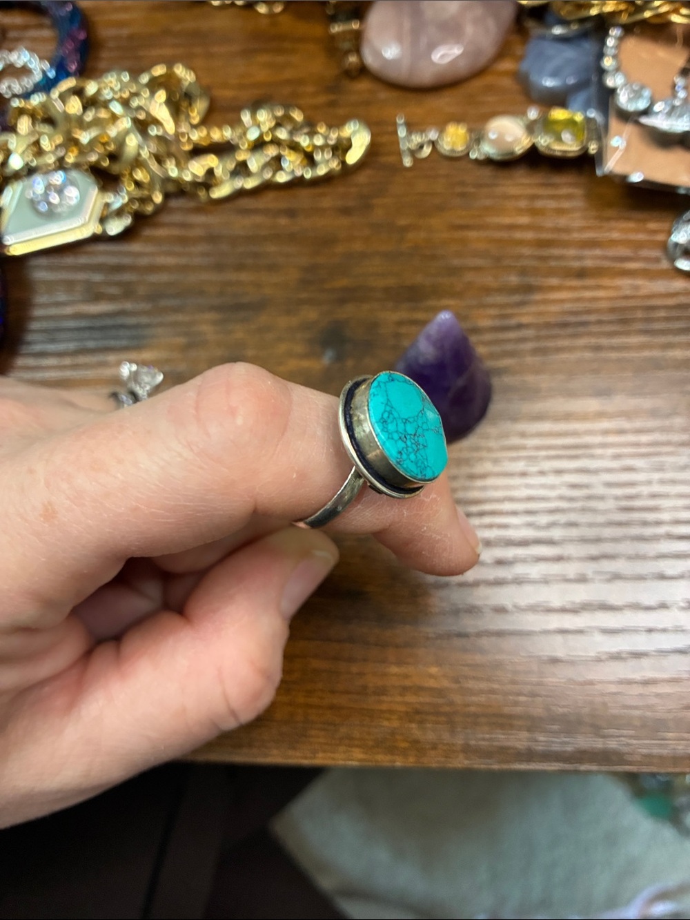 Sterling Silver Turquoise Statement Ring - Vibrant Turquoise - Picture 2 of 5